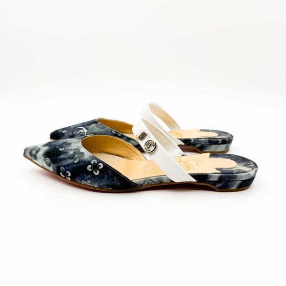 Christian Louboutin Choc Lock Pointed Toe Mules Flats EU 37 US 7 - Picture 4 of 13